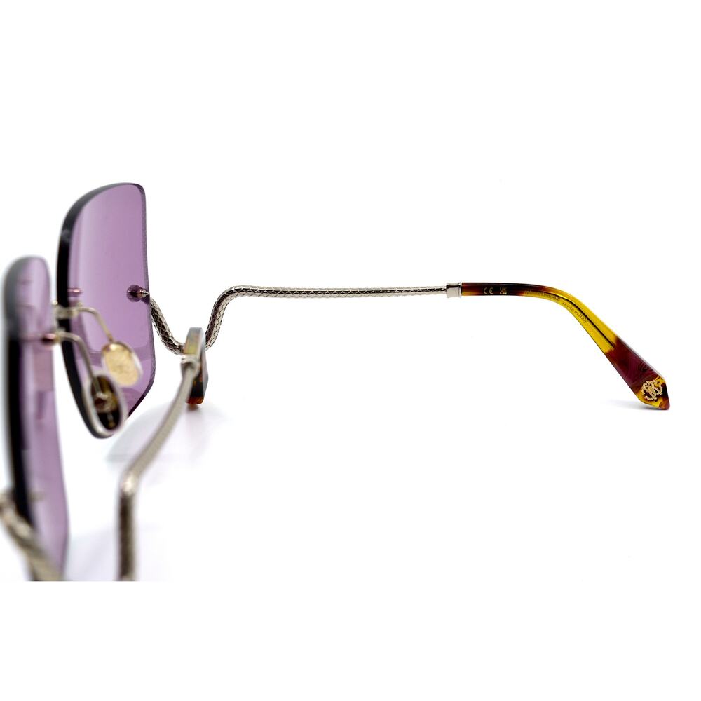 NEW ROBERTO CAVALLI SRC061 0594 SILVER VIOLET LENS AUTHENTIC SUNGLASSES - Picture 10 of 13